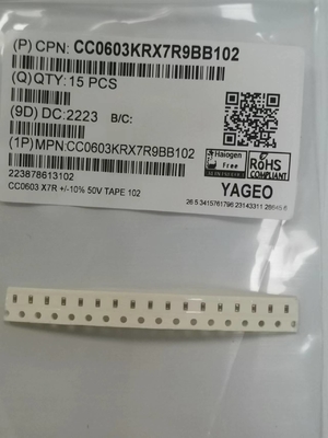 102K / 50V ตัวเก็บประจุแบบเซรามิกหลายชั้น 0603 การเคลือบ SMD X7R